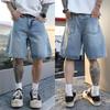 Men's Trendy Washable Denim Capris: High-End, Loose-Fit, Wide-Leg Summer Shorts.