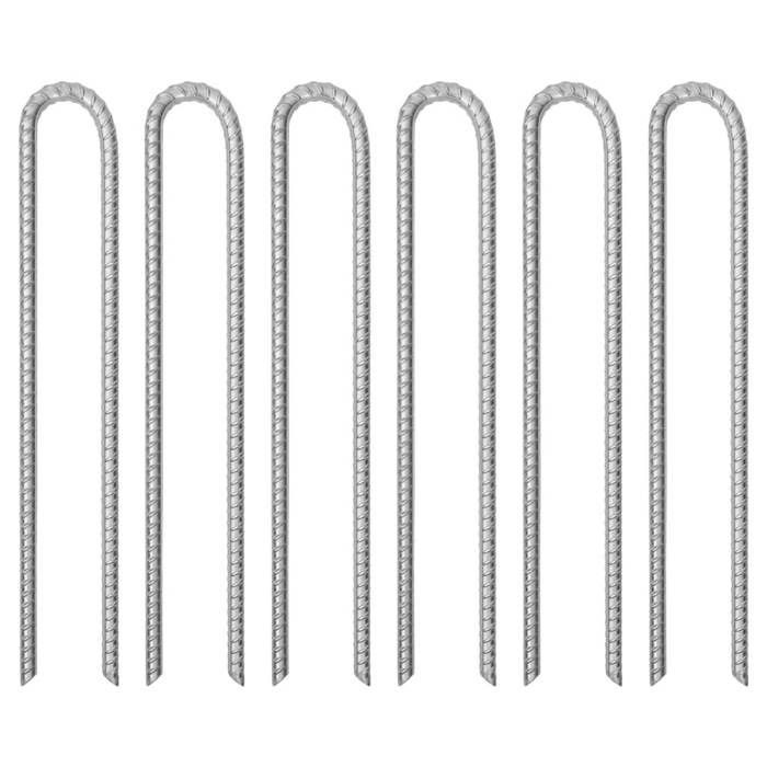 VidaXL Piquets de tente 6 pcs forme de U 41,5 cm Ø12mm acier galvanisé, piquet de sol, ancrage au sol, piquet de camping 4009349