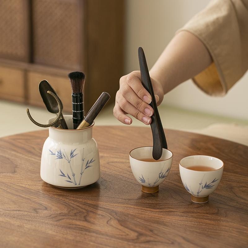 Hand Drawn Bamboo Persimmon Tea Ceremony Six Gentlemen Zen Kung Fu Tea Set Tea Knife Tea Needle Chaze Tea Tool Set Teaware Utens