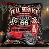 Vintage Route Classic Car 2D Flat Pattern Flannel Blanket High Quality All Seasons Warmth and Comfort Perfect for Christmas Gifts.