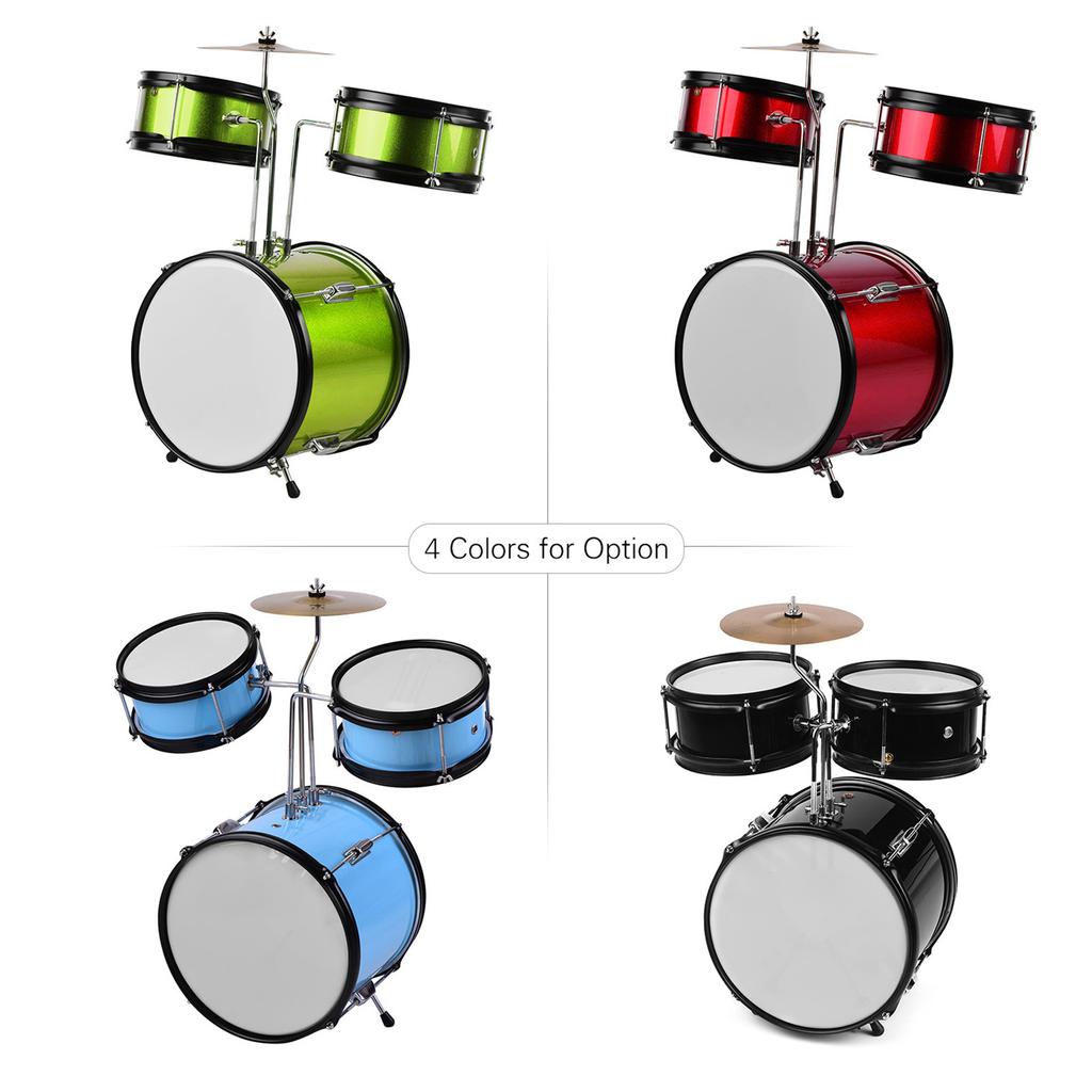 Kids Children Junior Beginners 3 Piece Drum Set Drums Kit Percussion Musical Instrument with Cymbal Drumsticks