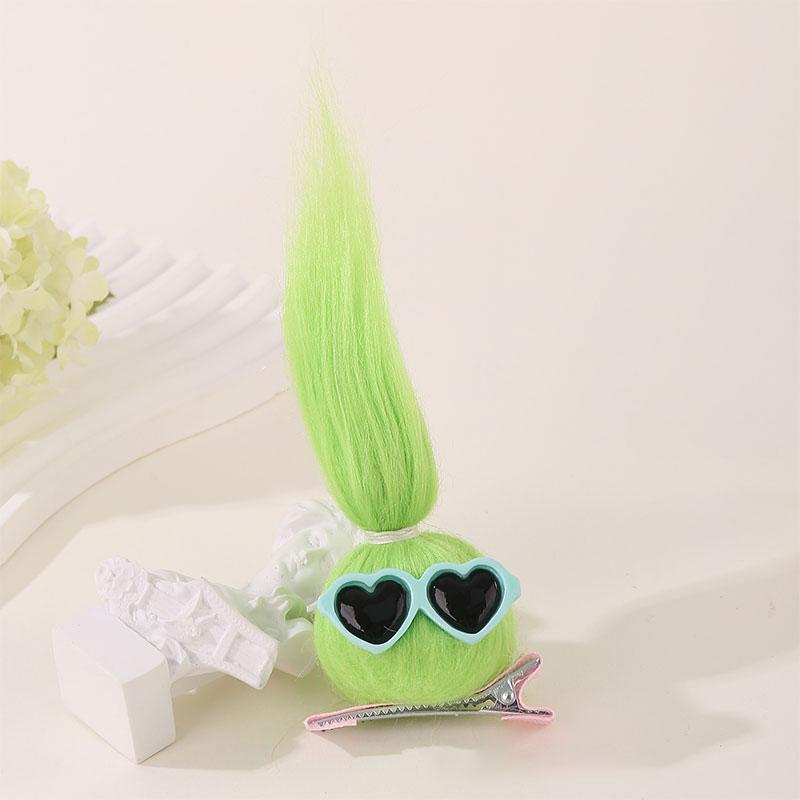 

Плюшевые сердечки, глаза, большой рот, заколка для волос, уродливый рот-сосиска, шпильки, аксессуары для волос зелёный