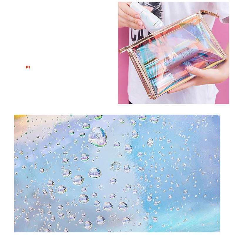 Borsa cosmetica olografica colorata da donna in TPU trasparente per trucco e bellezza