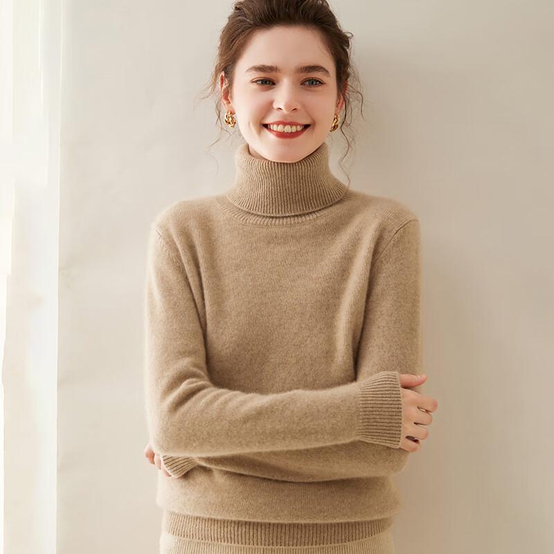Fanzhen Women's High-Neck Thick Cashmere Blend Sweater