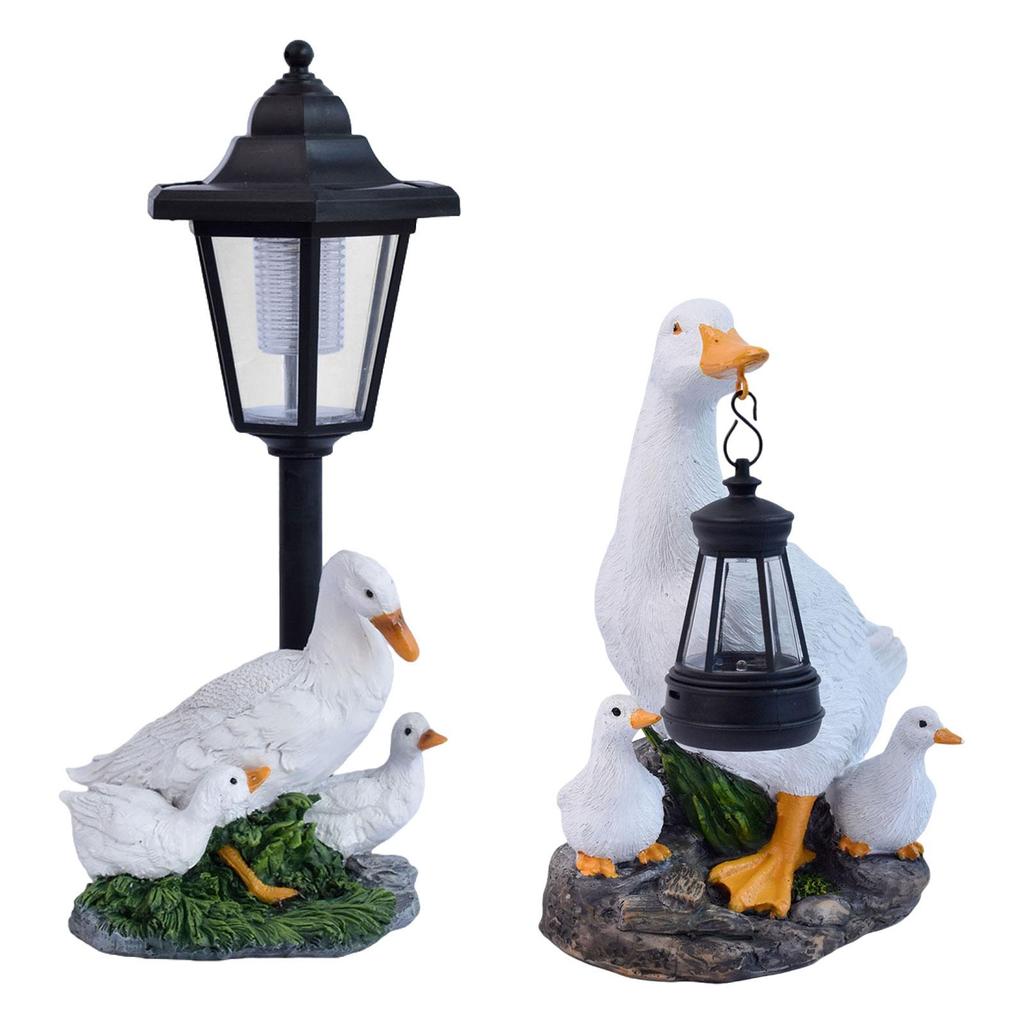 Duck Solar Lamp Decorative Resin Figurine Yard Sculpture for Garden Pond and Patio Decoration