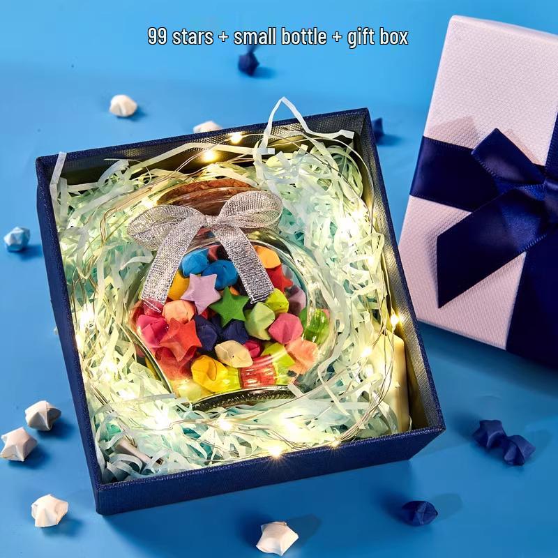 Большая бутылка желаний с пробкой - Оригами-украшение «Счастливые звезды»