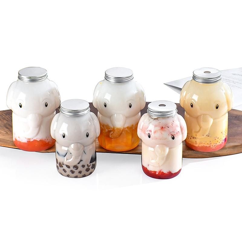 350Ml Elephant Water Bottles For Milk Tea Coffee Juice Portable Drinking Cup Home Transparent Juicing Beverage Drink Bottle