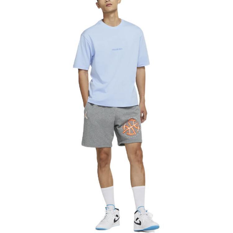 Jordan T Shirts Men's Blue Crew Neck Moderate DR9621-468