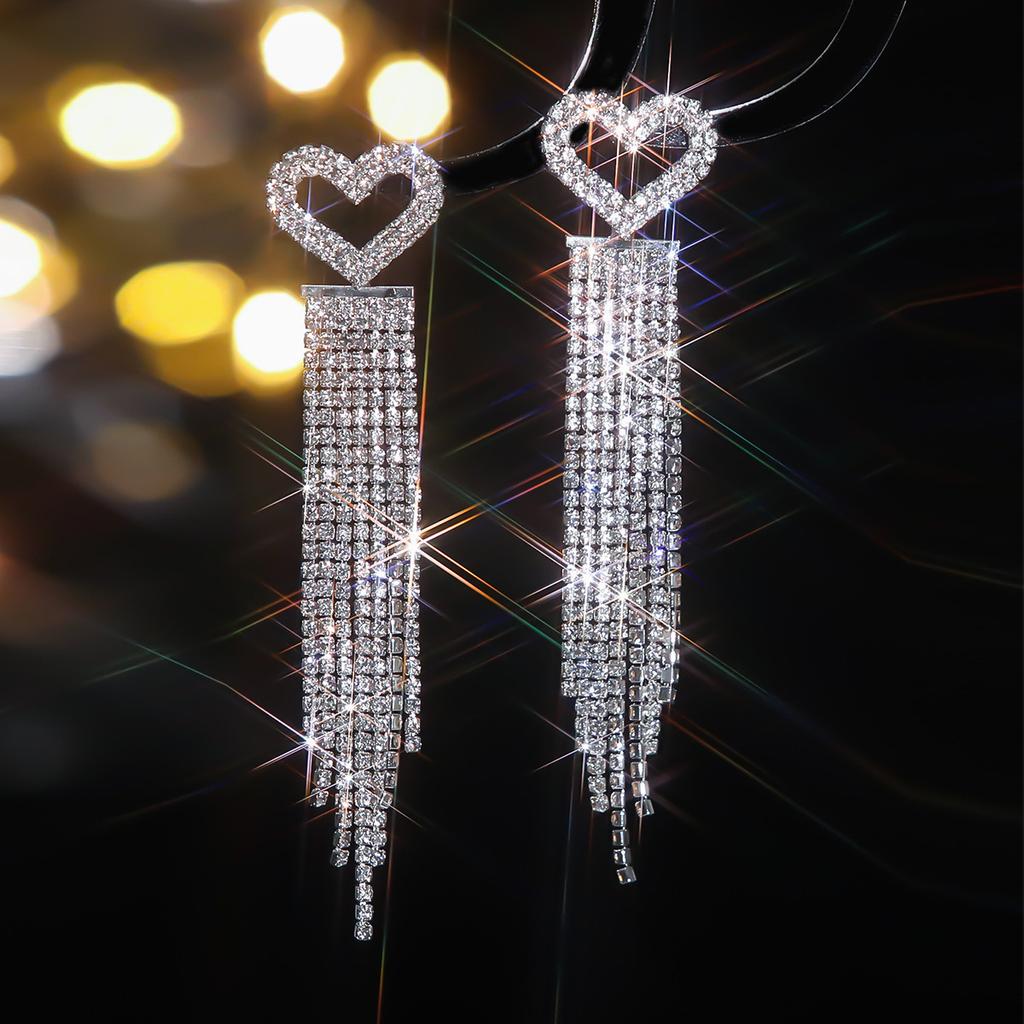 Temperament Luxury Shiny Diamond Love Earrings