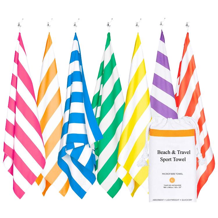 Bath Towel Custom Striped Microfiber Quick Dry Sand-Free Printed Cotton for Pool Use Summer Beach Towel