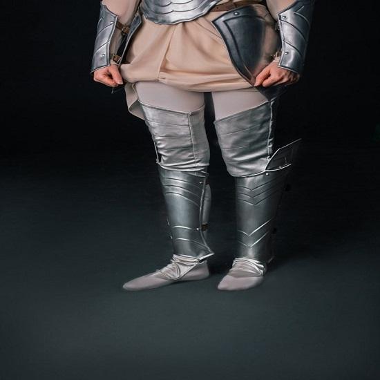 LARP Steel Protector - Fantasy Leg Armor Steel Nymph - LARP Fantasy PROTE - Lady Warrior Steel Greaves - Pair