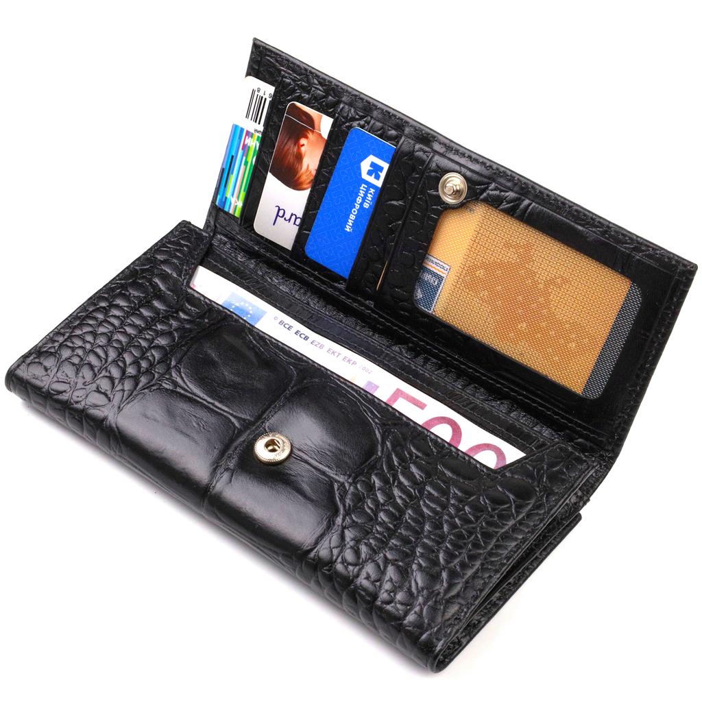 Interesting Unisex Purse Made of Genuine Textured Leather CANPELLINI 21853 Black