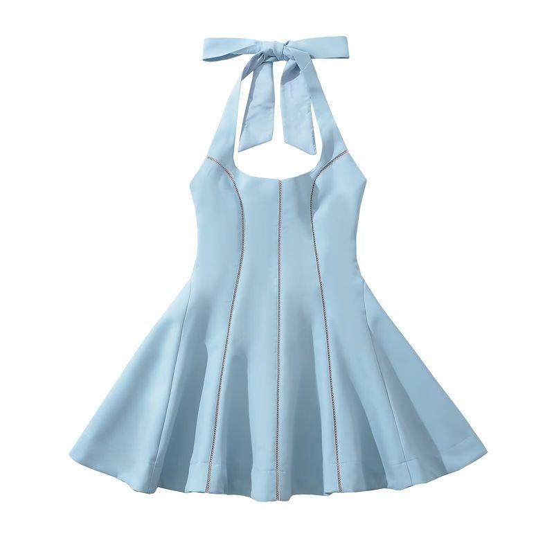 Kaslead New Arrival Women's Clothing Fashion Style Fashion Minimalist Temperament Mesh Slim Fit Patchwork Dress