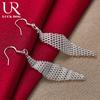 925 Sterling Silver Interwoven Mesh Hanging Piercing Earrings Fashionable Wedding Jewelry