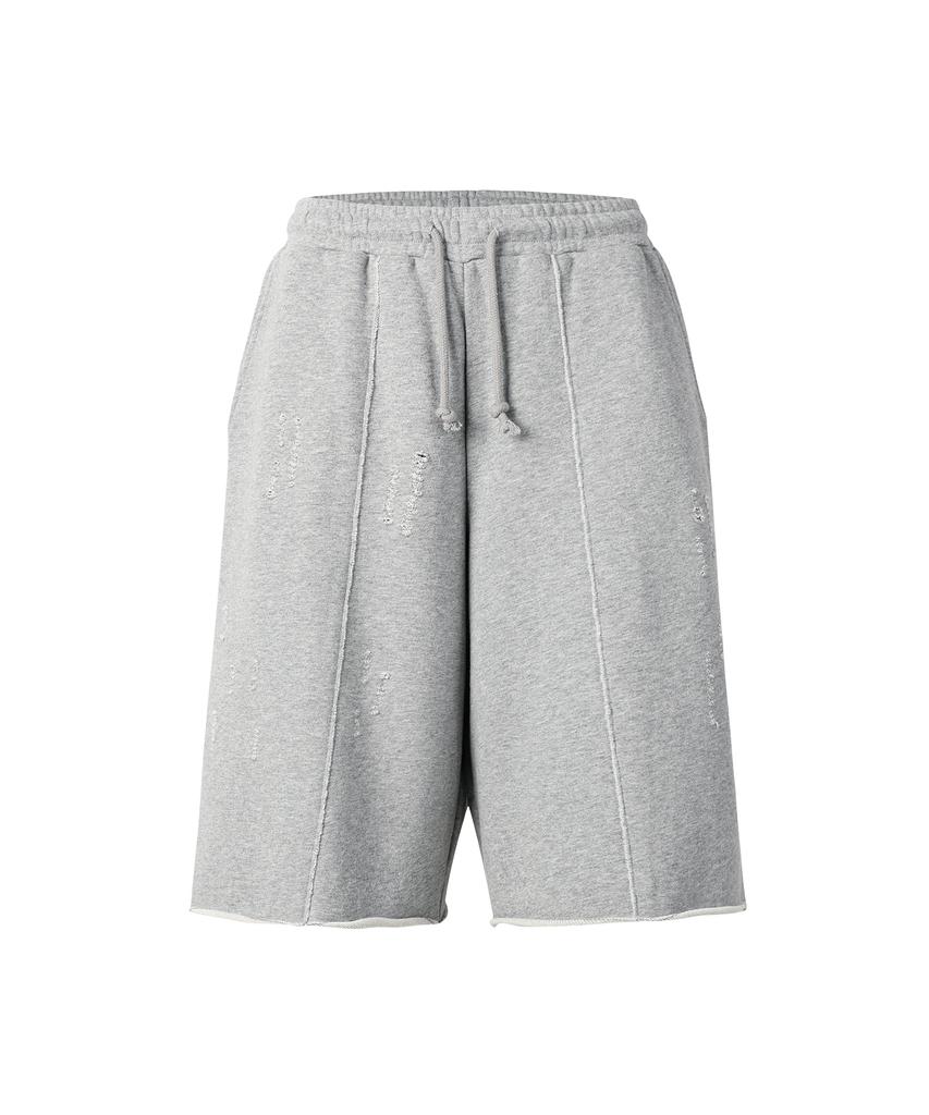 THEVINYLHOUSE Cut-Off Damage Shorts Gray