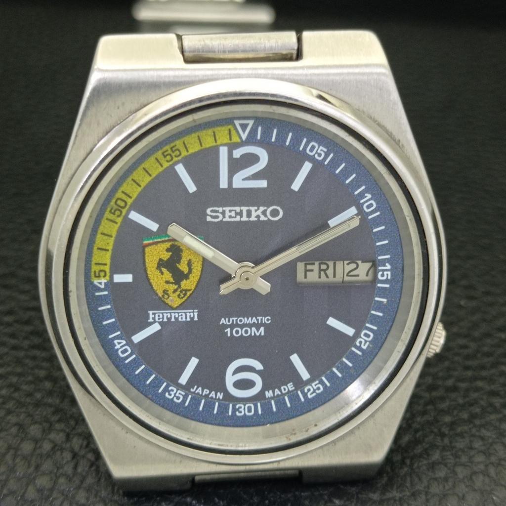 GENUINE VINTAGE SEIKO 5 AUTOMATIC 7019A JAPAN MENS FERRARI DIAL WATCH a701600-5 R206b-a701600