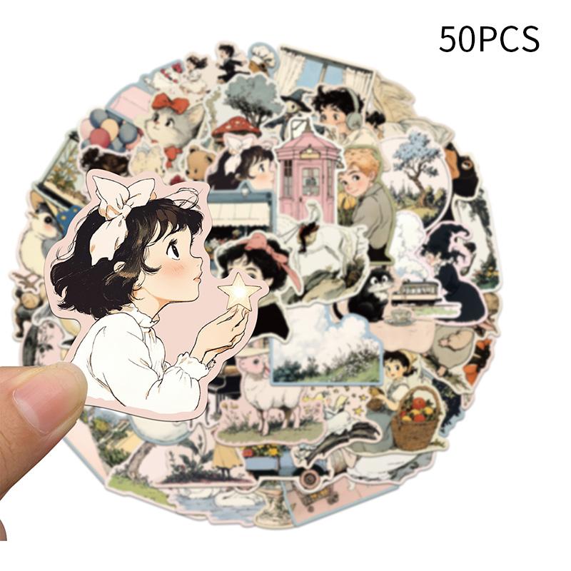 

50Pcs Comic World Sticker Graffiti Aesthetic Reading Laptop Luggage Scrapbooking Decals Waterproof Luggage Phone Decals (As shown-15437)-