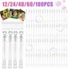 24/48/60/100Pcs Love Heart Wand Tube Bubble Soap Bottle Wedding Gifts for Guests Birthday Party Decoration Empty Bubble Bottles