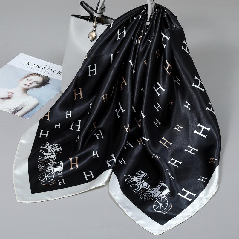 90 Square Scarves, Silk Scarves, Women's New Spring and Summer High-end Sense Versatile, Thin Scarves, Shawls Outside