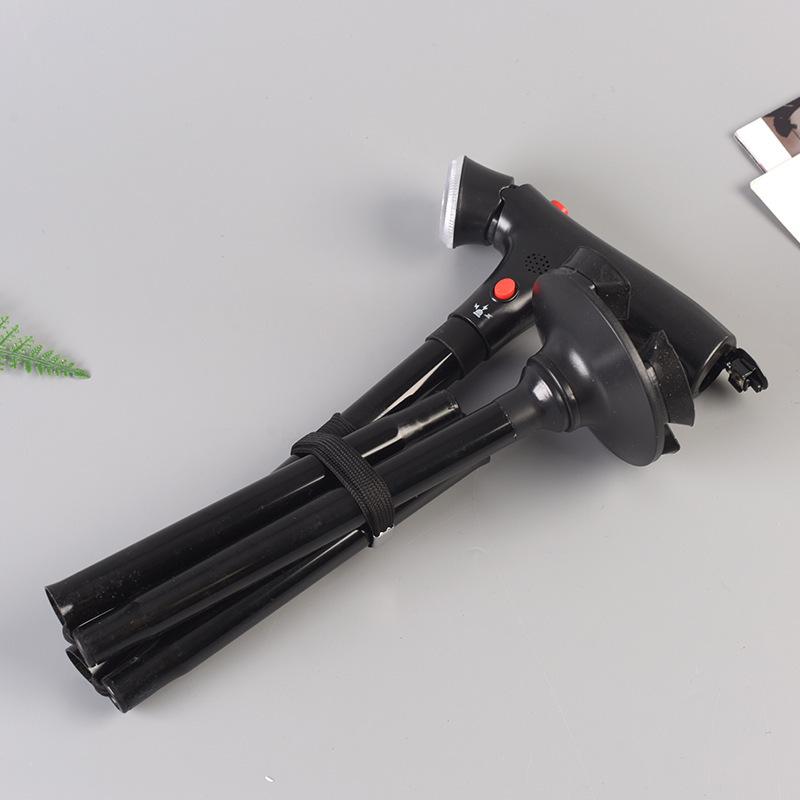 Height-Adjustable LED Alarm Canes for Seniors: Lightweight, Four-Legged Outdoor Walking Sticks Single-handle Cane with Alarm