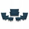 Carol Lounge Set Sofa Armchairs Pouffes Stripes Family Furniture Navy Blue
