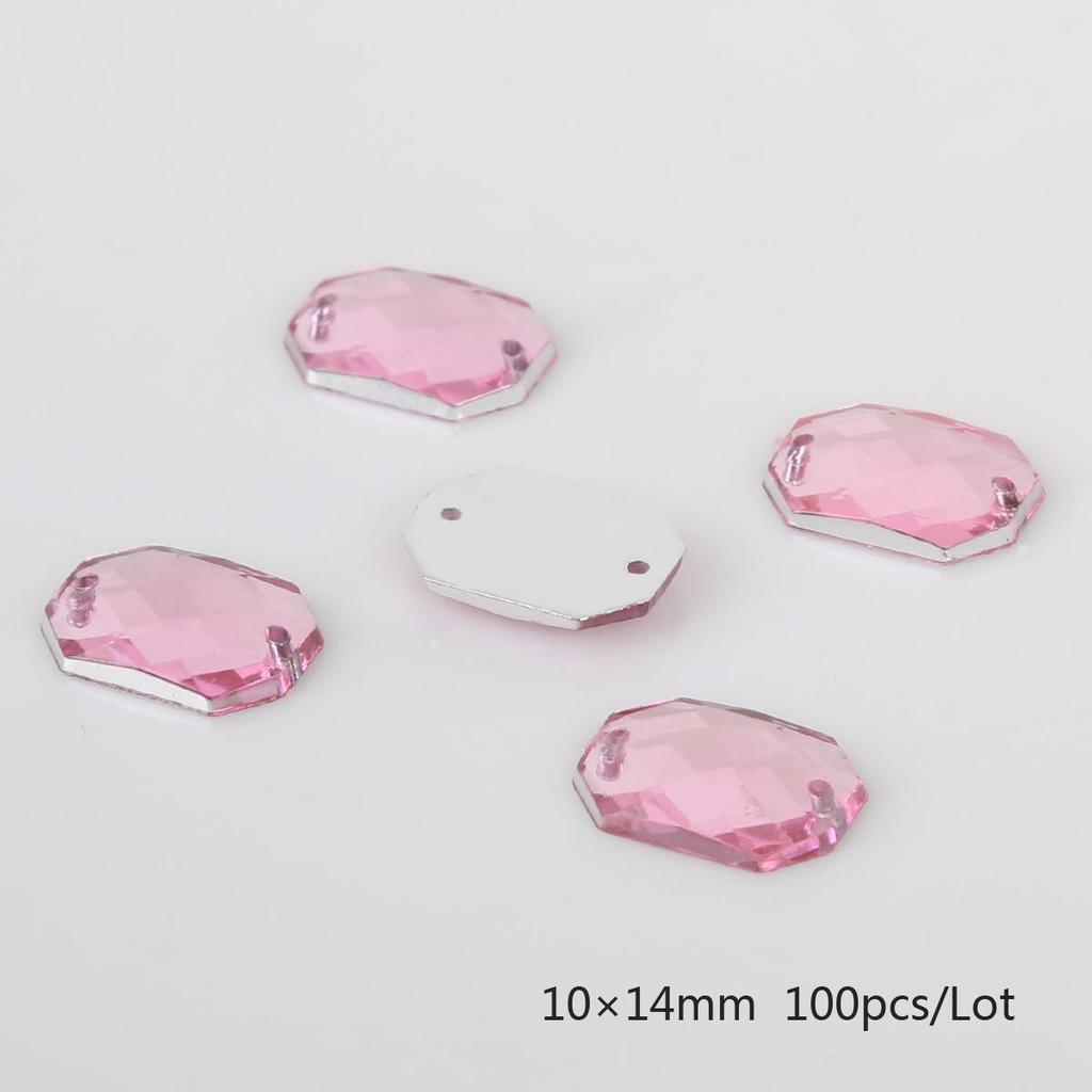 Kulaté mnohostranné akrylové kamínky s plochou zadní stranou a dvěma otvory pro DIY šperkové doplňky