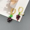 Manufacturer Supply Summer Fashion Light Luxury Earrings Summer Fruit Purple Grape Earrings Earrings Spot