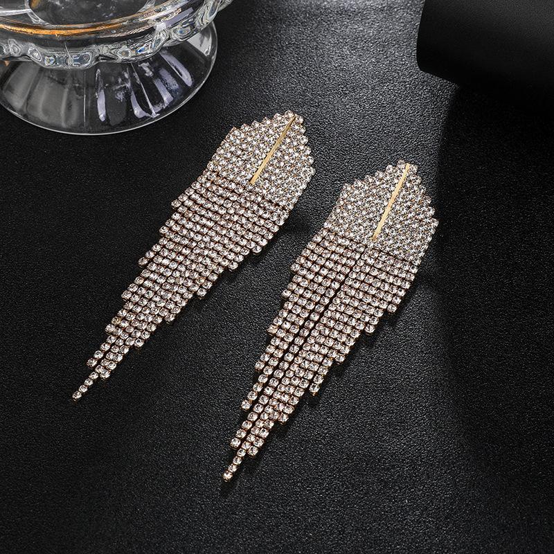 Diamond Bow Fringed Earrings, Temperament Earrings, Fashion Earrings For Women