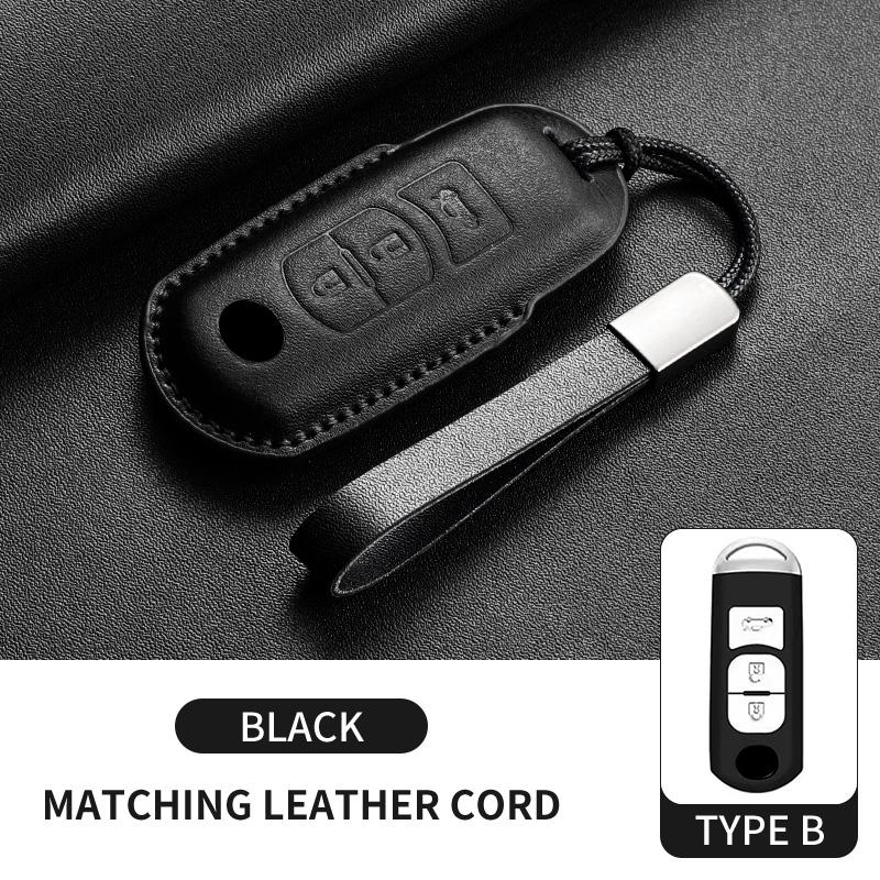 Leather Car Key Case Cover Shell For Mazda 3 6 Atenza Axela Demio CX5 CX3 CX7 CX9 MX5 Car Remote Keychain Case Shell Accessories