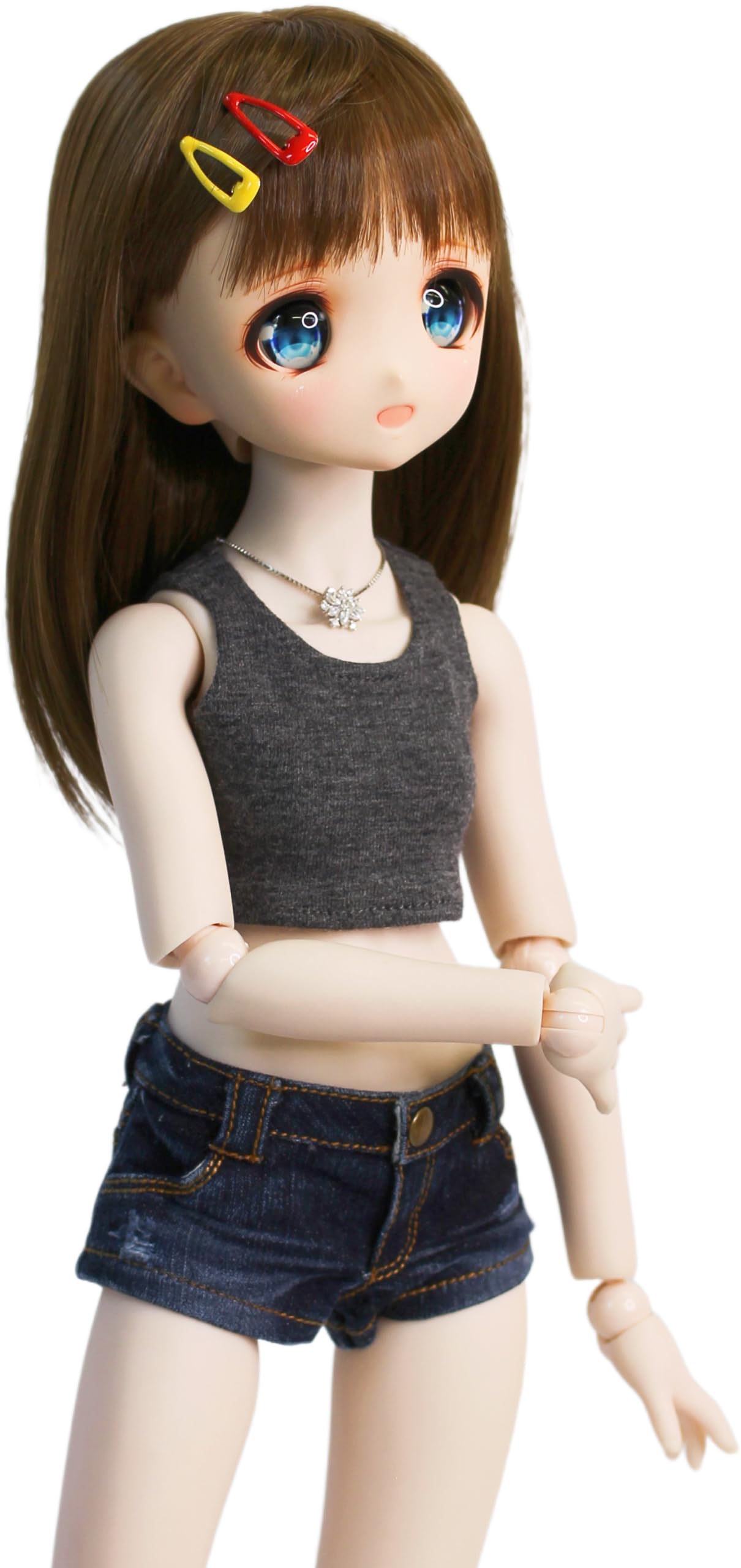 

Petite Marie MDD Cropped Tank Short Sleeveless Dark Round 40cm BJD Doll Clothes 1/3 Top, T-Shirt, Versatile, Simple, Gray, Collar, Casual, [No.0182]