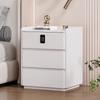 Modern Minimalist Solid Wood Nightstand Cream Style Bedside Table with Wireless Charging Hub Storage Cabinet for Bedroom