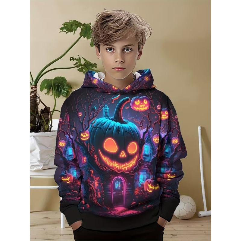 Kids Clothes Jack O' Lantern 3D Print Boys Sweatshirt Halloween Children Top Pumpkin Graphic Hoodies for Boy Children's Clothing