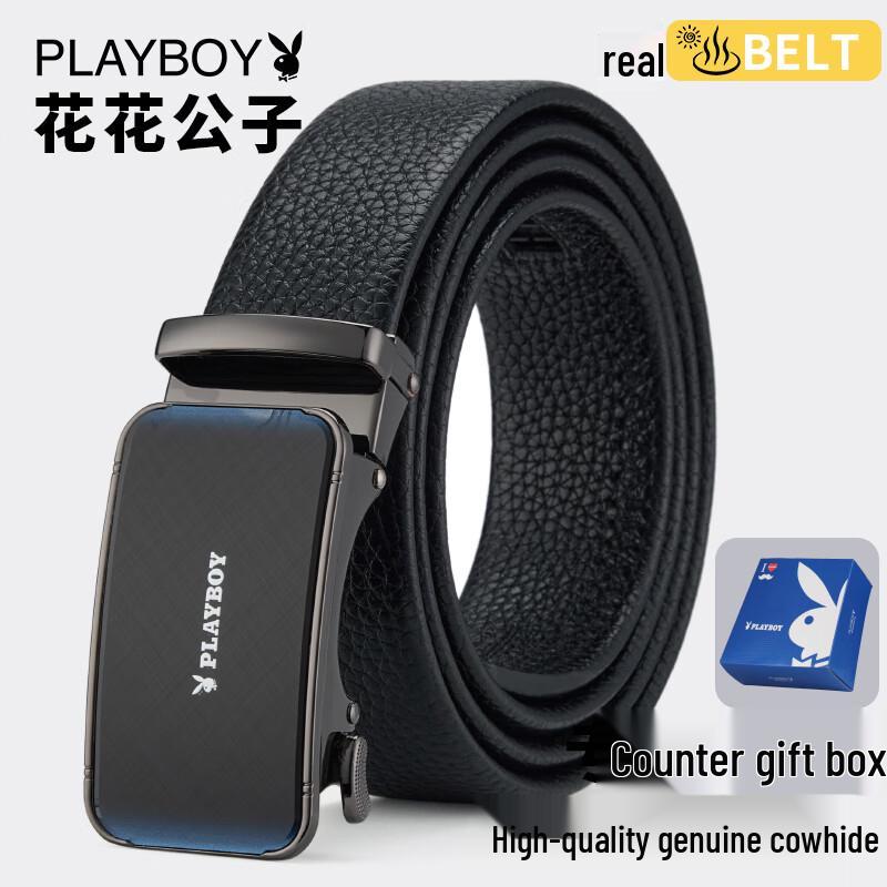 PLAYBOY Men s Genuine Leather Automatic Buckle Belt 120cm