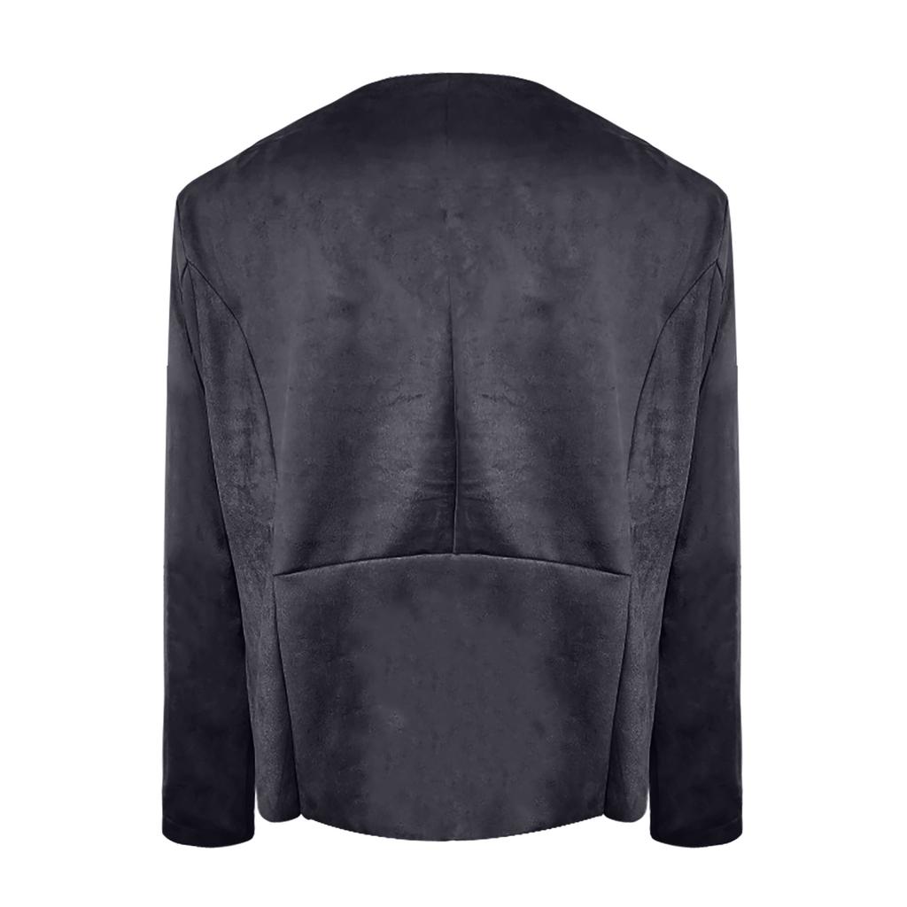 Women's Fasion Casual Loose Solid Color Long-sleeved Imitation Deerskin Drape Irregular Hem Cardigan Short Coat