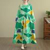 New Vintage Floral Maxi Dress Women Plus Size Spring Long Sleeve Loose Oversize Basic Long Dress