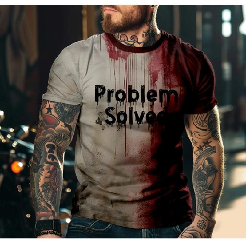 Horror T-Shirt For Men 3D Blood Print Men T-shirt Summer Short Sleeved Tee Male Pullover Tops Casual Spoof Clothing