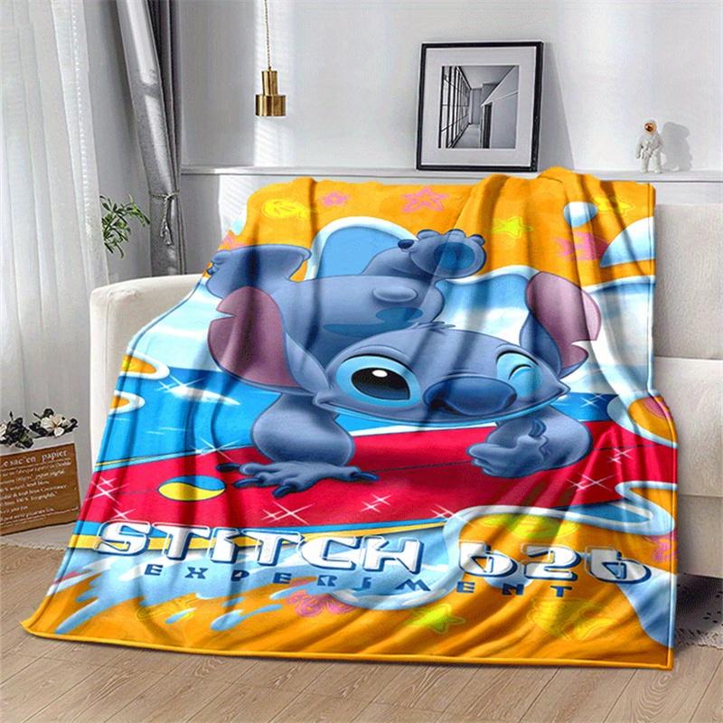 

1pc Cute Stitch Print Blanket, Cute Cartoon Design, Living Room Home Decoration Sofa Travel Soft and Cozy 130cmx150cm