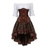 Abito Corsetto Steampunk Costume da Pirata Marrone Donna Gonna Taglie Forti Corsetto Gotico Sotto il Busto con Gonna Set Tre Pezzi