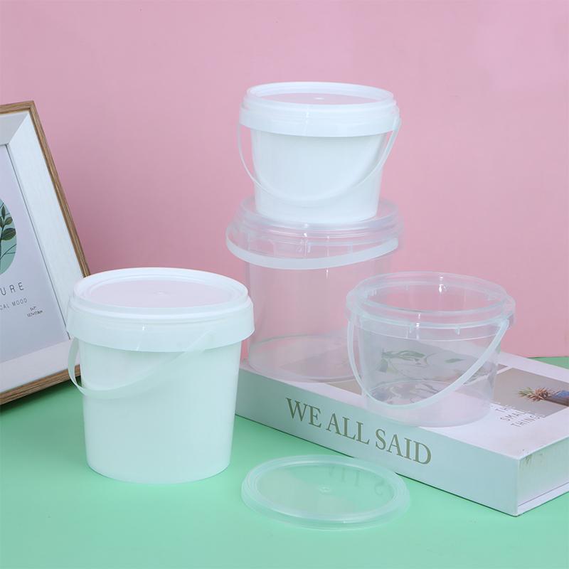 500/1000Ml Transparent Plastic Bucket With Lid And Handle Food Storage Container