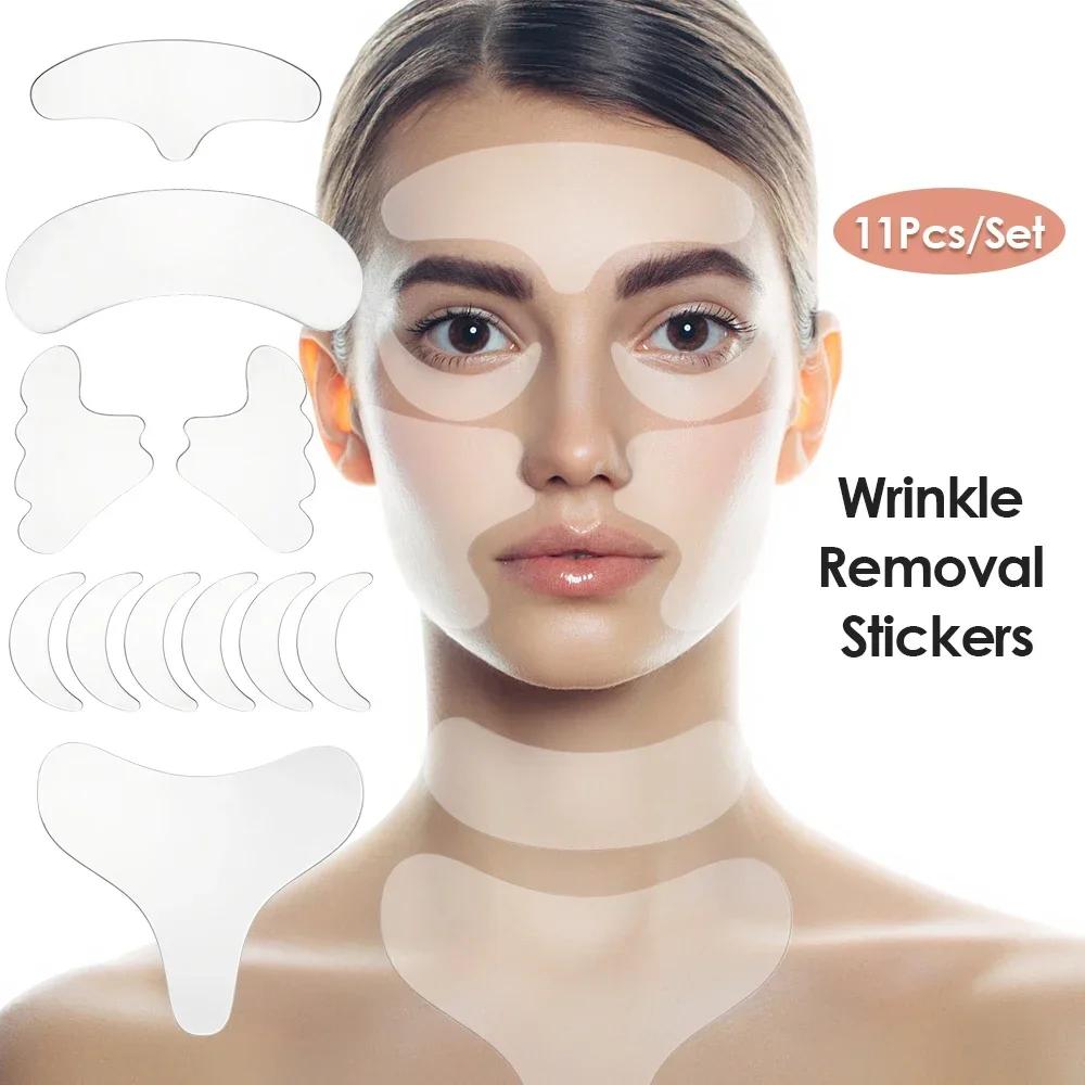 Wiederverwendbare Silikon-Faltenentfernungsaufkleber Anti-Falten-Pads Anti-Aging-Haut Gesichtsstraffungs-Pflaster Gesicht Stirn Hals Augenaufkleber