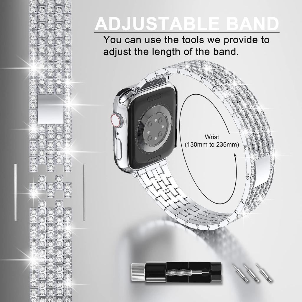 Correa+Funda de Diamantes Para Apple Watch Ultra 3 49mm 46mm 41mm 45mm 42mm 40mm 44mm Aleación de Zinc Pulsera Metálica para Mujer Para iWatch Series11 10 9 SE 8 7 6 5 4
