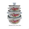 3 Pieces Enamel Stockpot Cooking Pot Floral Design and Handles Stew Bean Simmer Deep Soup