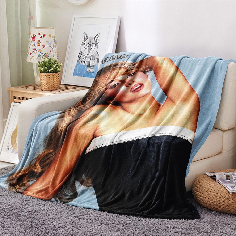 Sabrina Printed Flannel Blanket, Soft Throw for Bedroom Sofa, Washable, Fan Merchandise, Great Gift.
