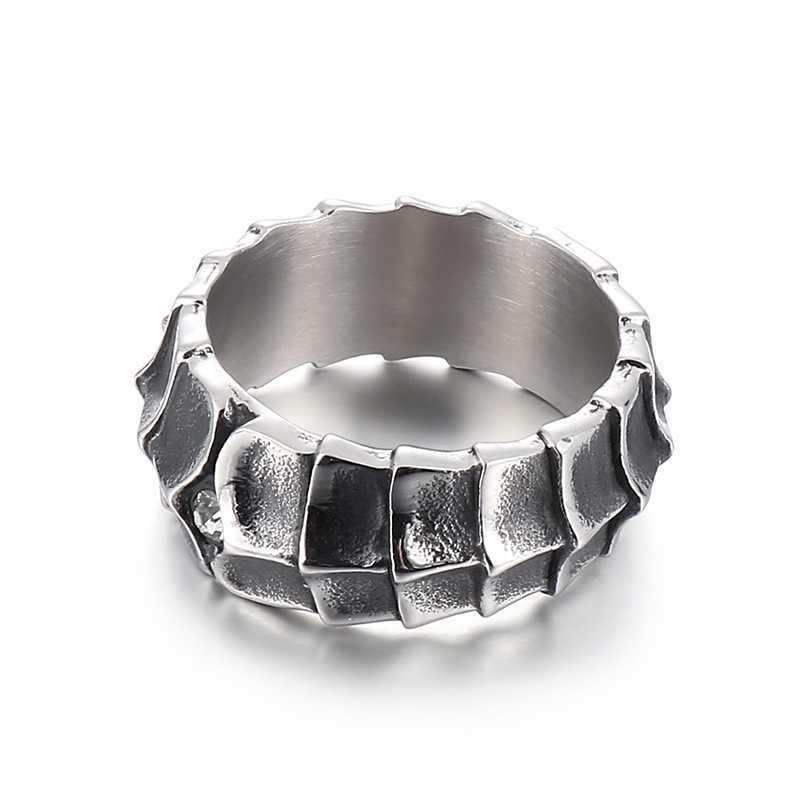 Yin Taifei Thai Silver Retro Dragon Ring with Rhinestones