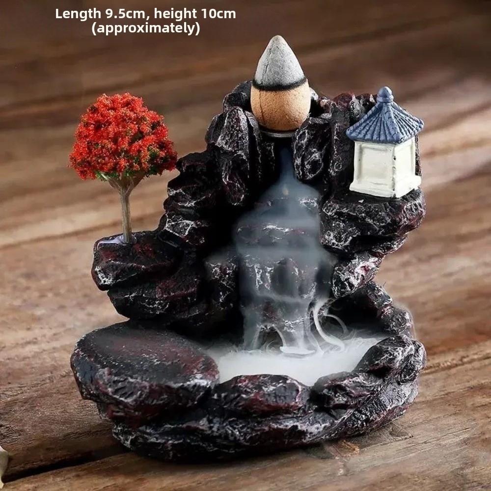 Mountain River Waterfall Incense Burner Resin Aromatherapy Ornament Home Decor Yoga