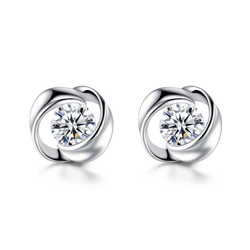 Rotating Pinwheel Love Stud Earrings - Trendy Wavy Fashion Jewelry