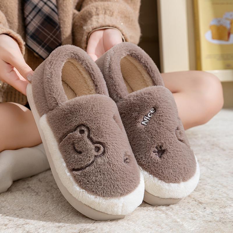 2025 Women's Autumn/Winter Plush Cotton Indoor Slippers - Warm Household Footwear for Couples