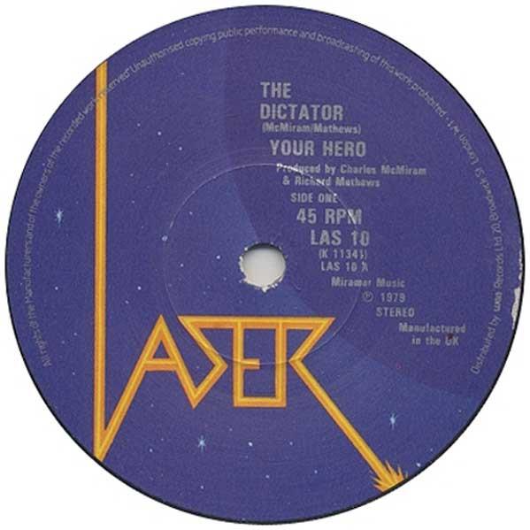 

7inch Record YOUR HERO Dictator LAS10 Laser 1979 UK Rock Used