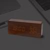 Stiller Holzwecker mit einstellbarer Helligkeit, Thermometer und Hygrometer, USB-betrieben für Schlafzimmer oder Büro