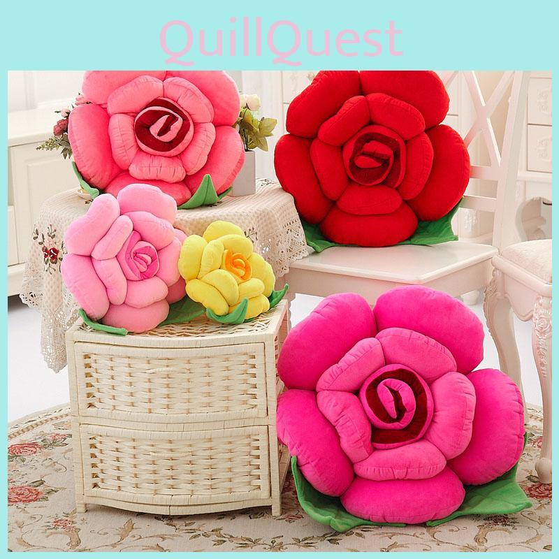 Flower Throw Shape Pillows Cushion Lumbar Rose Decoration Chair Soft Lover Home
